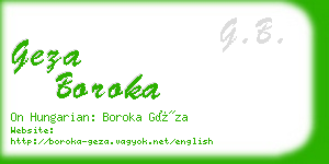 geza boroka business card